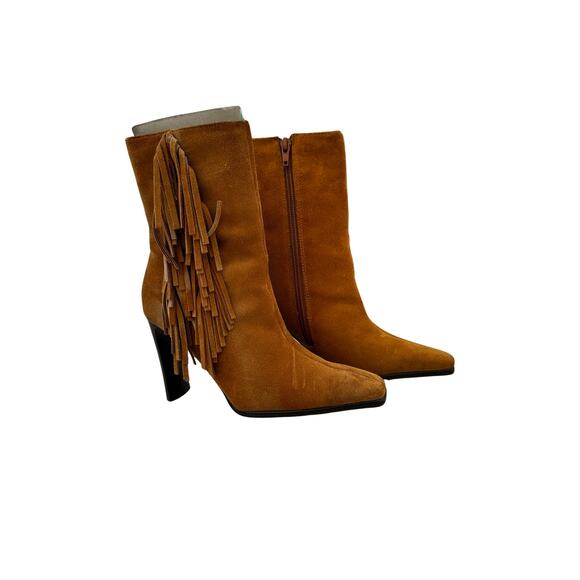 Vintage Predictions Suede Leather Fringe Boots Size 5 - Picture 1 of 8